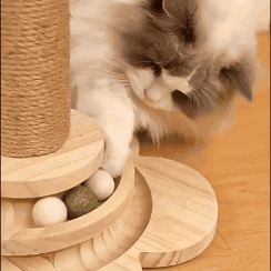 Arranhador de Madeira com Brinquedos para Gatos