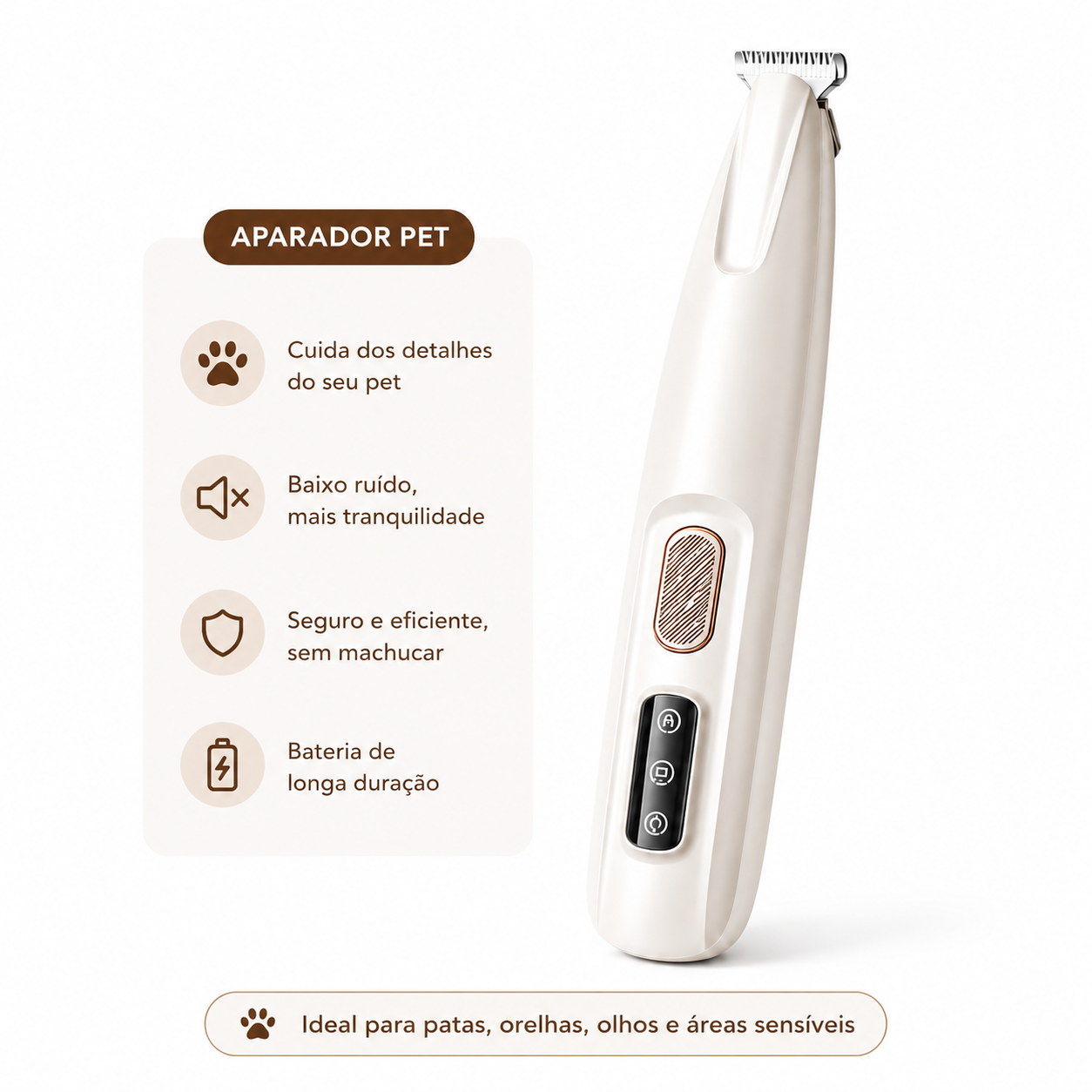 Aparador de Pelos Recarregável para Cães