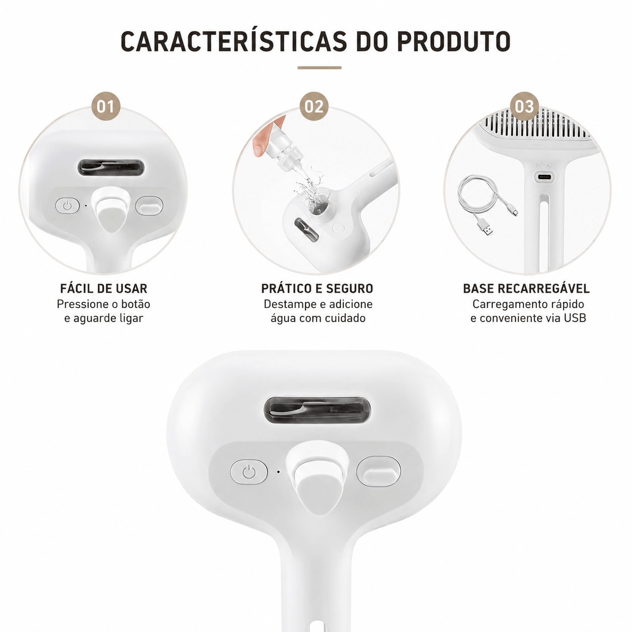 Escova a Vapor de Limpeza para Gatos