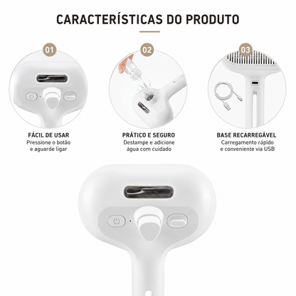 Escova a Vapor de Limpeza para Gatos
