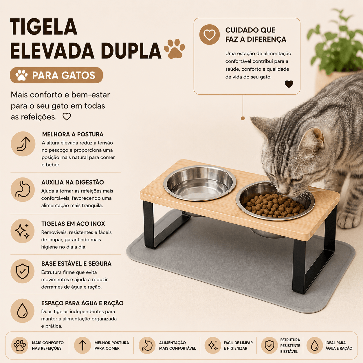Tigela Elevada Dupla