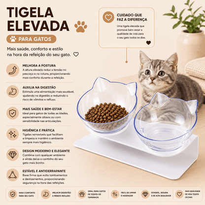 Tigela Elevada e Antiderrapante para Gatos