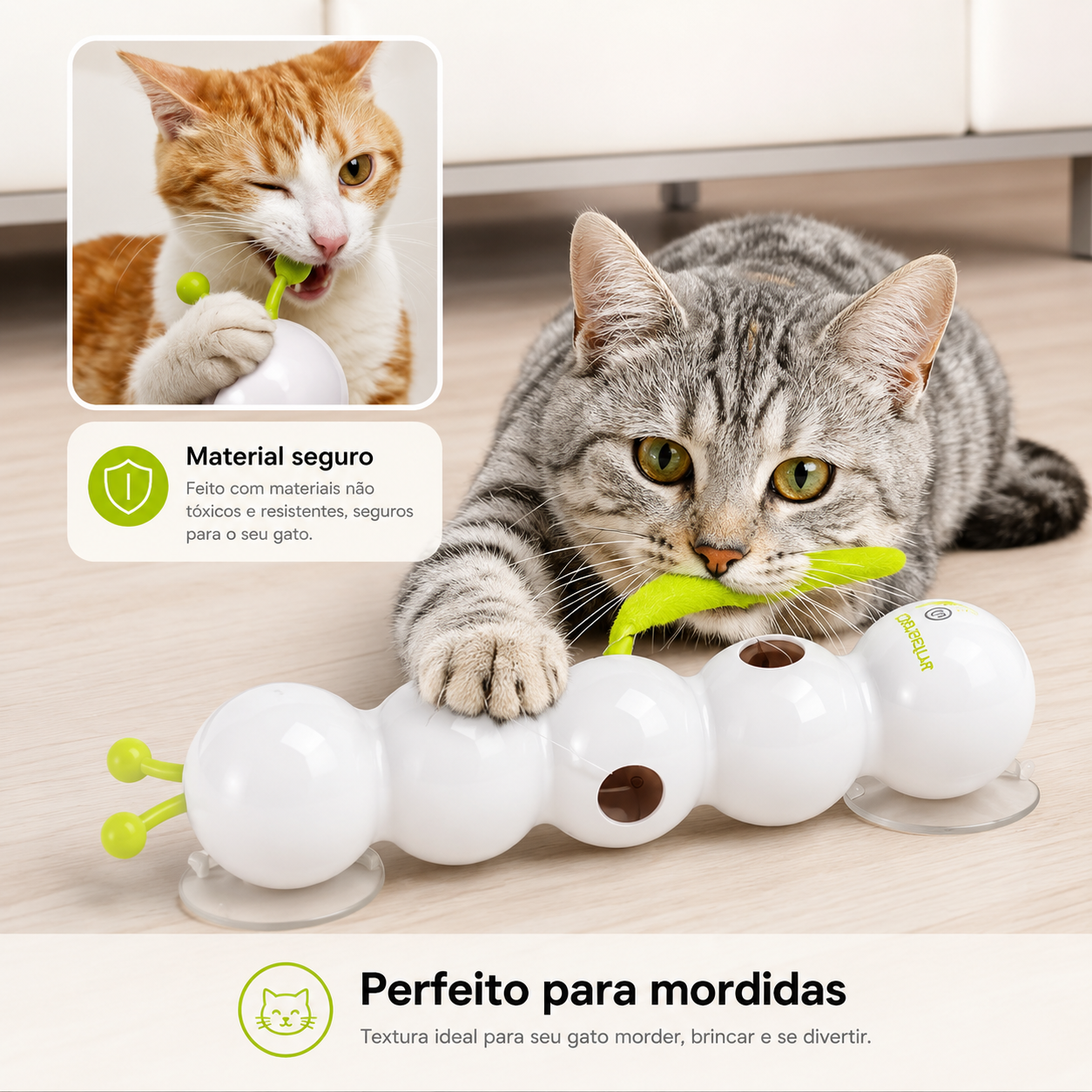 Brinquedo Elétrico Lagarta Interativa para Gatos