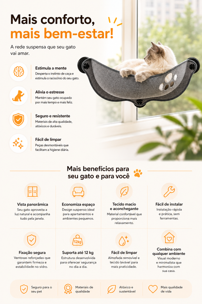 Cama de Janela Premium Para Gatos