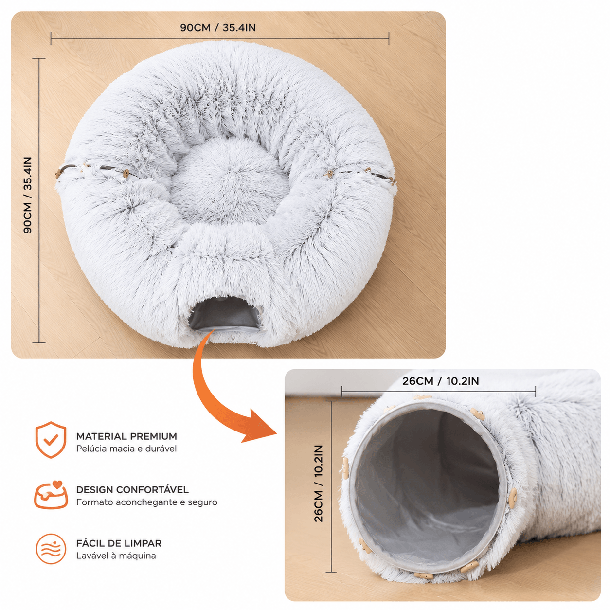 Cama Toquinha com Túnel para Gatos