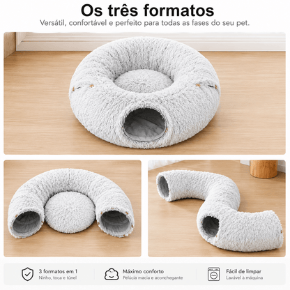 Cama Toquinha com Túnel para Gatos