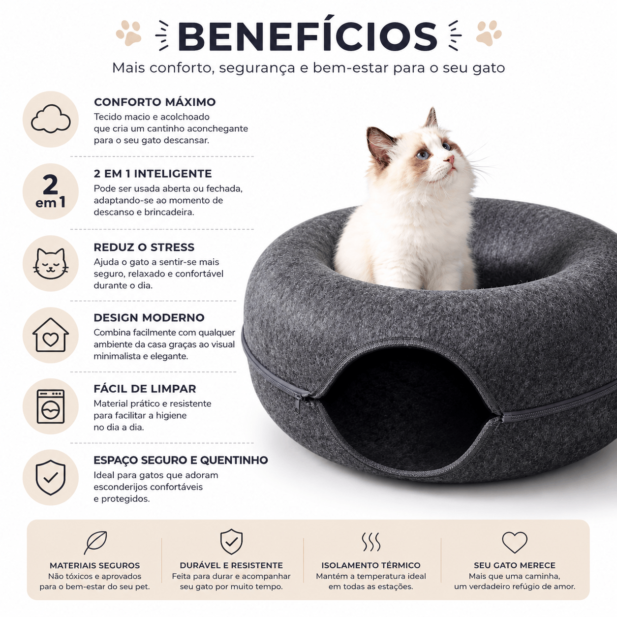 Cama Túnel para Gatos