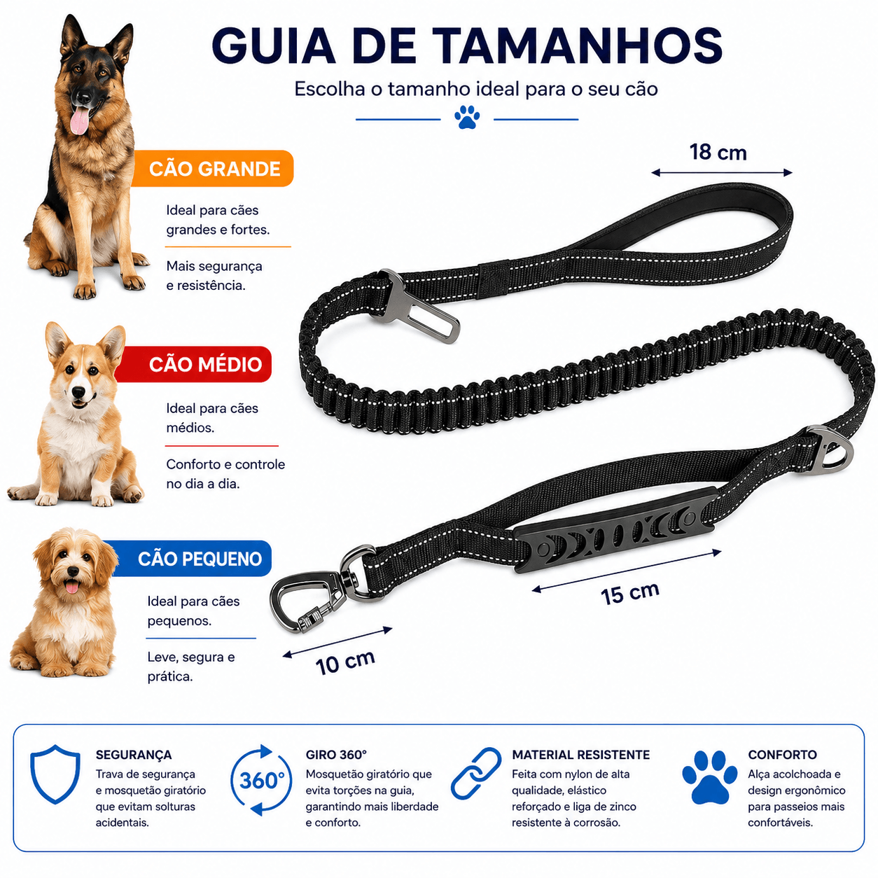Cinto de Segurança de Carro para Cães com Trela