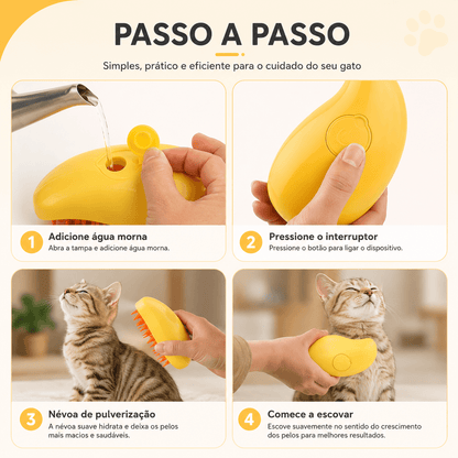 Escova a Vapor Recarregável Para Gatos