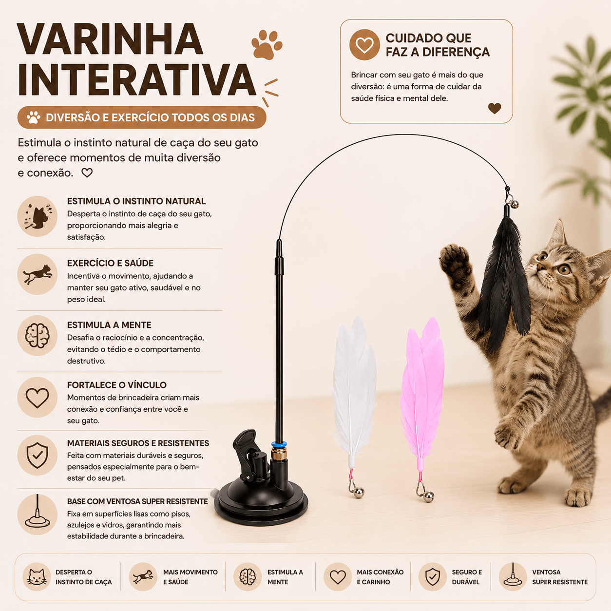 Varinha com Ventosa para Gatos