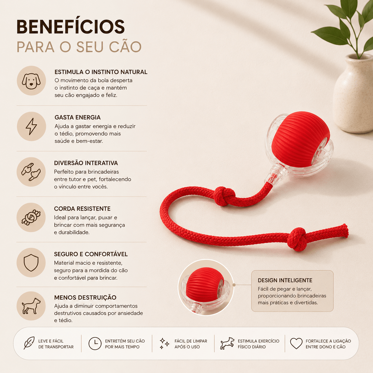 Brinquedo Bola de Caça Elétronica para Cães