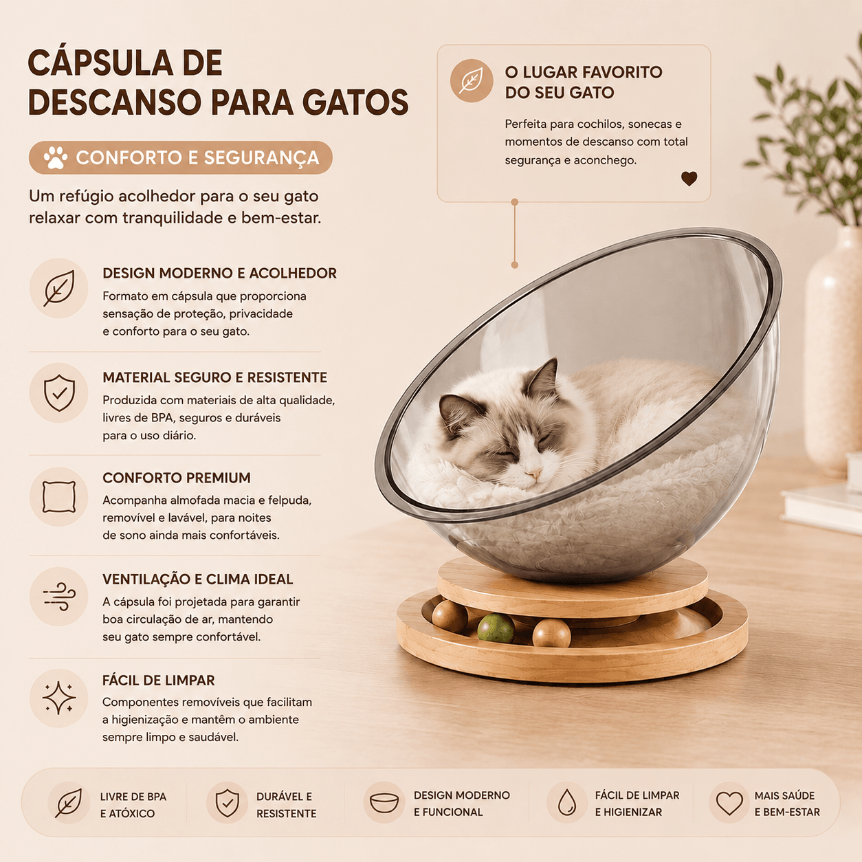 Cápsula de Descanso para Gatos