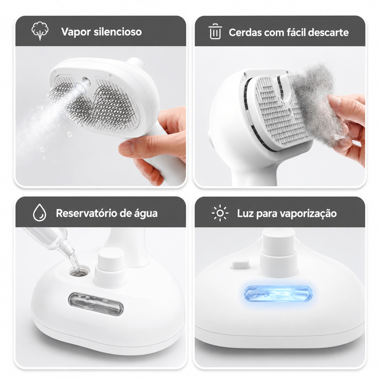 Escova a Vapor de Limpeza para Gatos