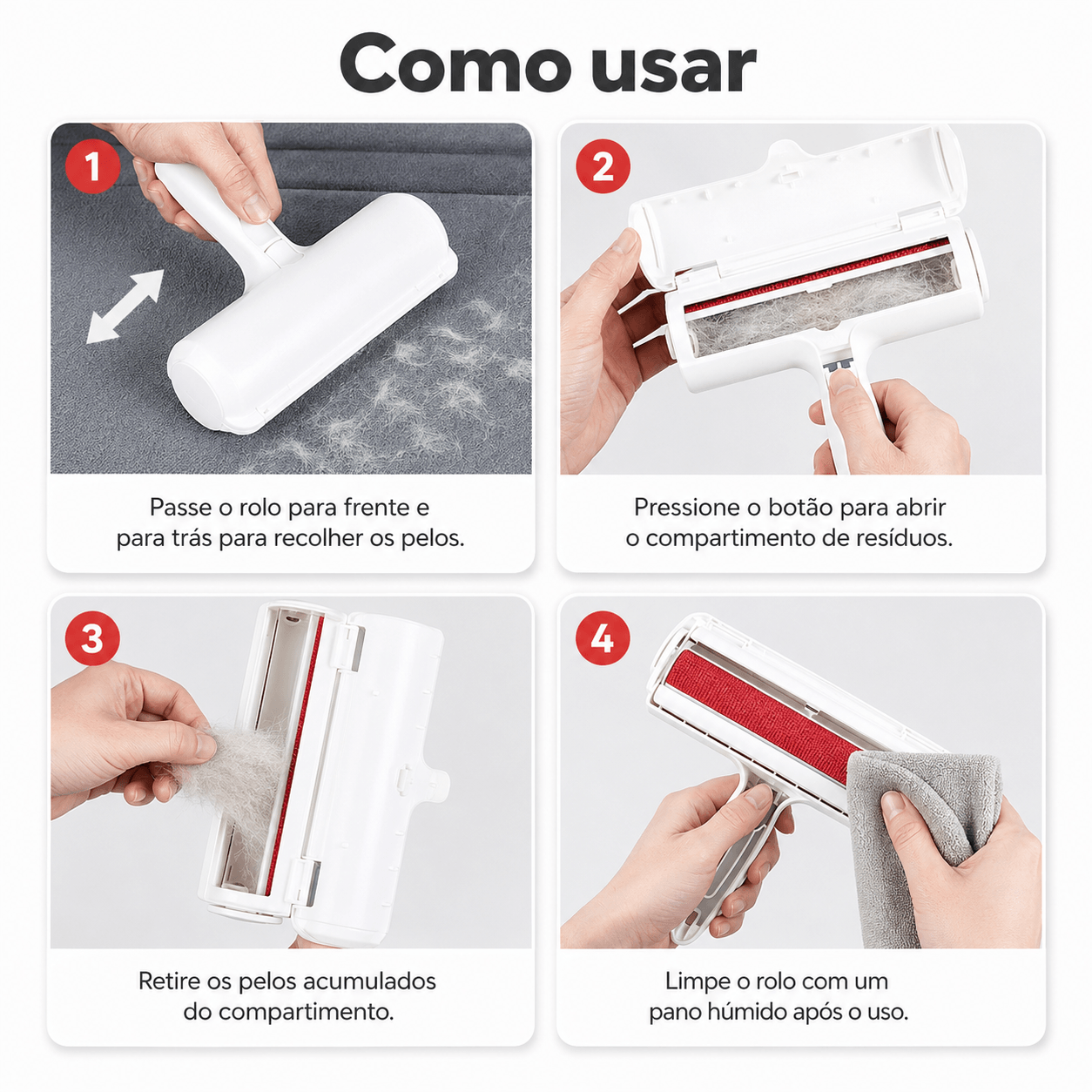 Escova Limpa Pelos para Tecidos
