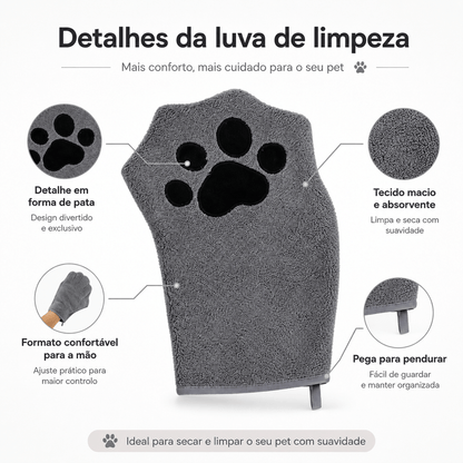 Luva de Microfibra de banho para Gatos