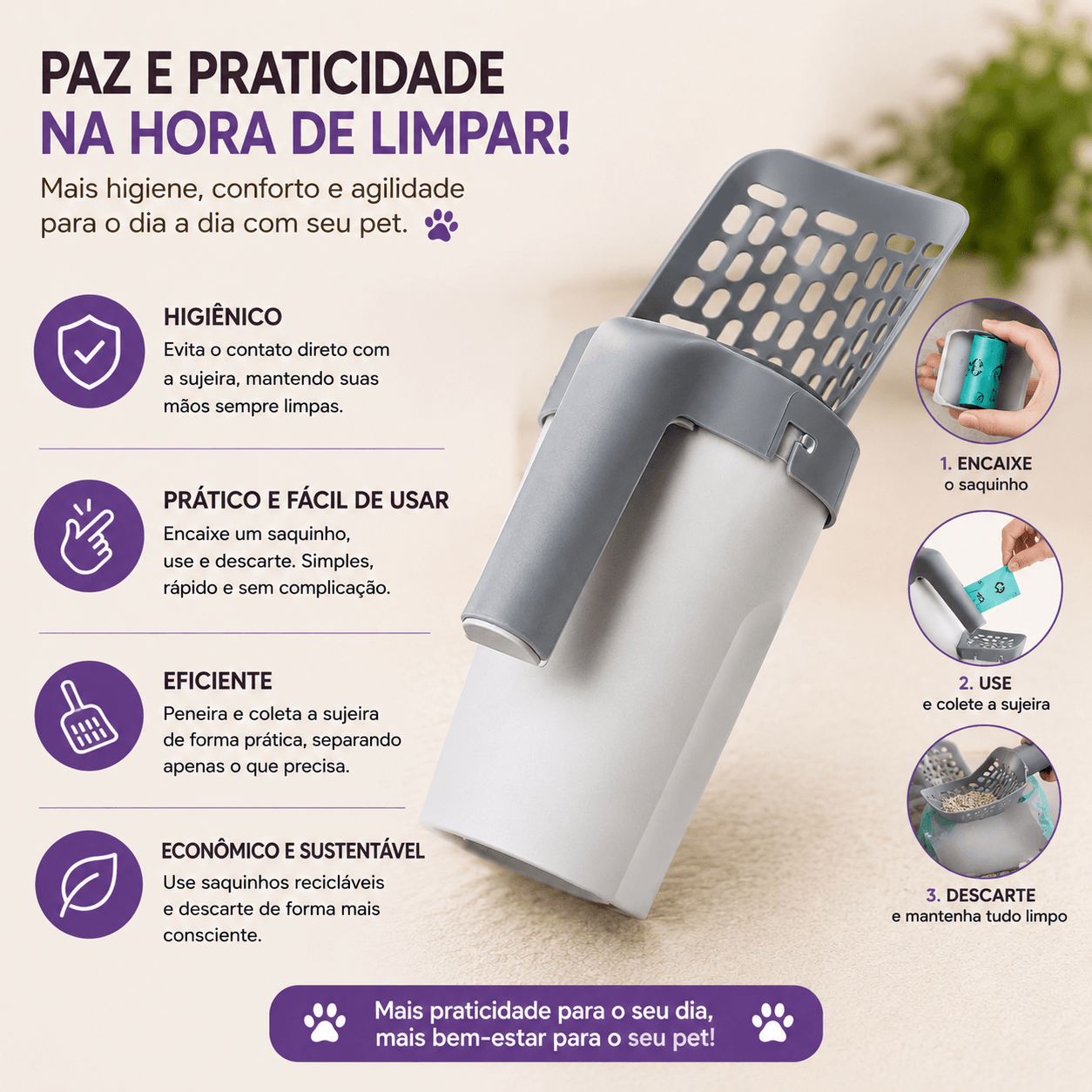 Pá com Dispenser para Gatos