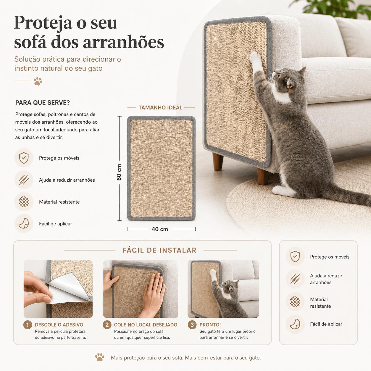 Protetor de Móveis Arranhador para Gatos