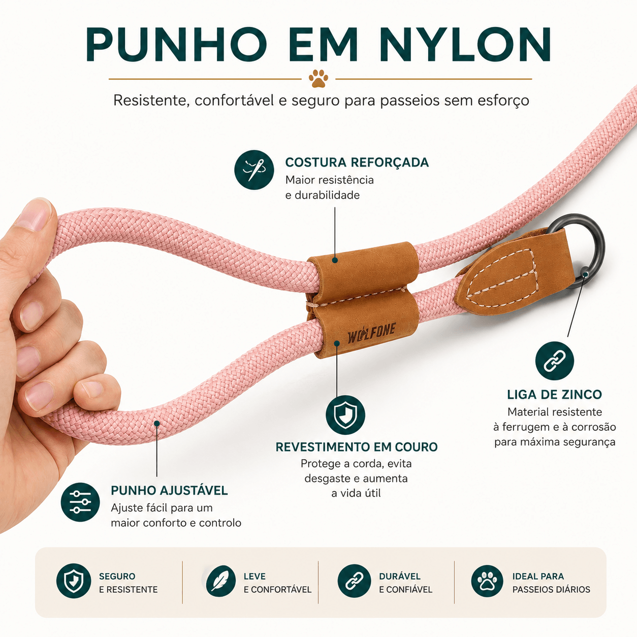 Trela de Mãos Livres Ajustável