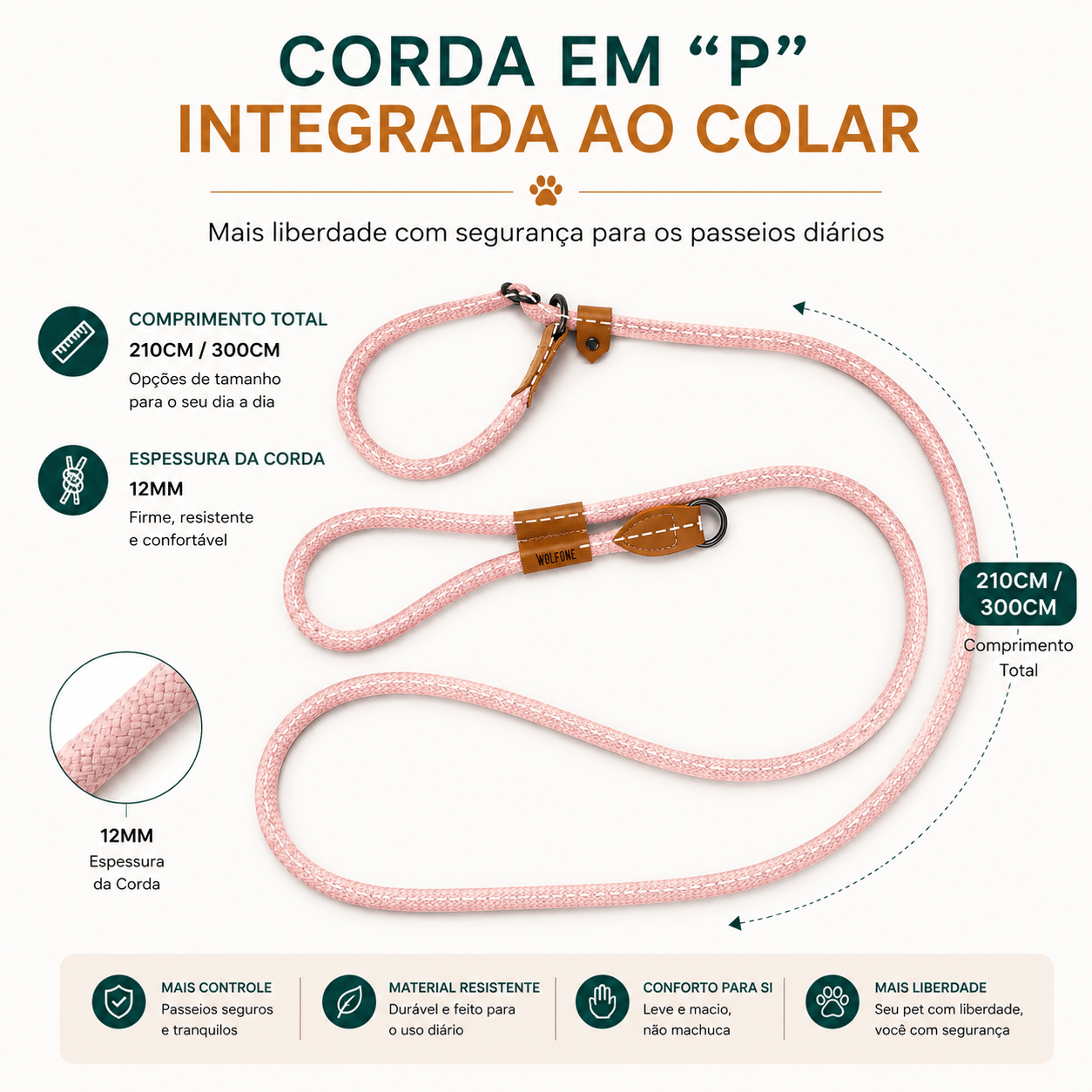 Trela de Mãos Livres Ajustável