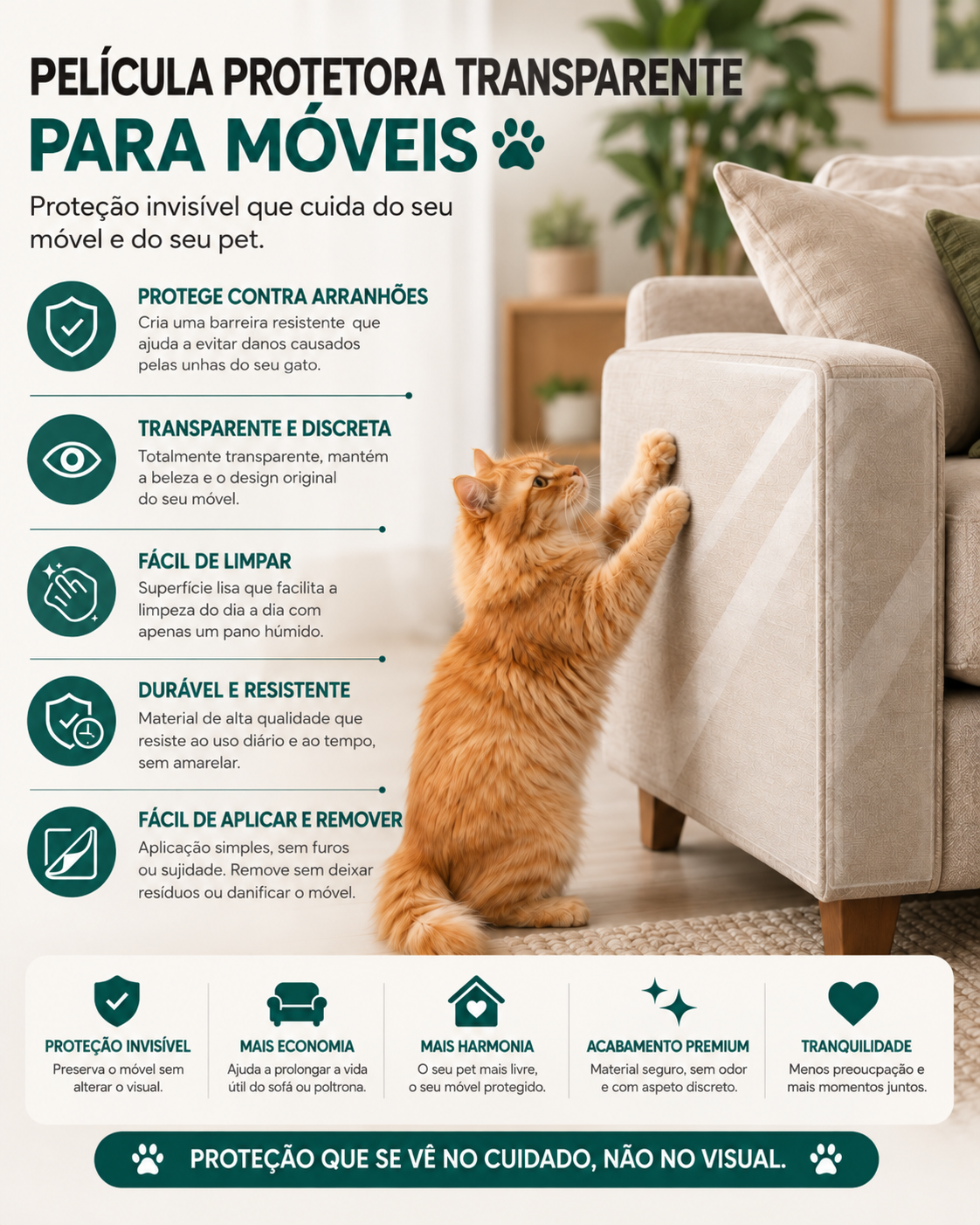 Película Protetora Transparente para Móveis
