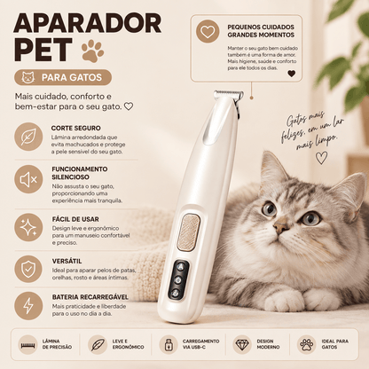 Aparador de Pelos Recarregável para Gatos